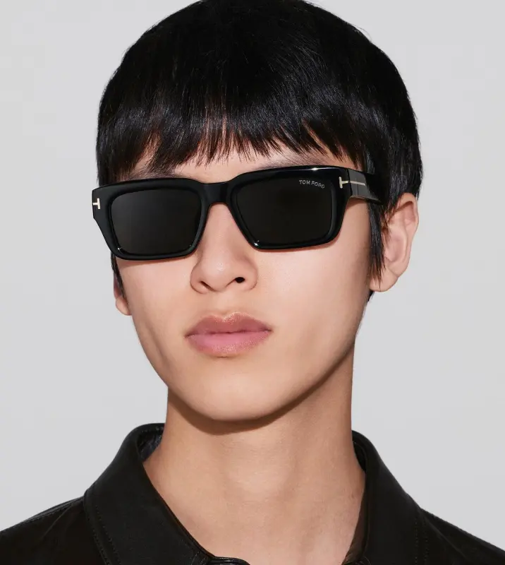 ICON RECTANGULAR SUNGLASSES BLACK online